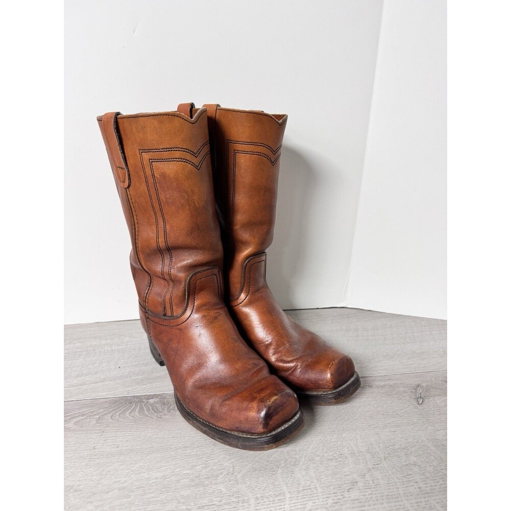 Vintage Landis 4120 Western Boots 10.5 USA Made Chunky Cavalry